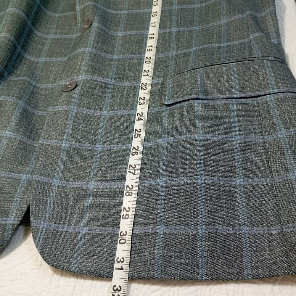 Michael Strahan Collection Blazer Mens Grey Plaid Sport Coat Modern Fit 46R - Picture 9 of 10